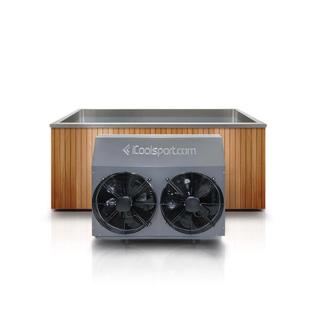 Stainless Steel, Wooden Clad Cold Plunge Rectangle Pool inc Turbo Typhoon Chiller - iCoolsport