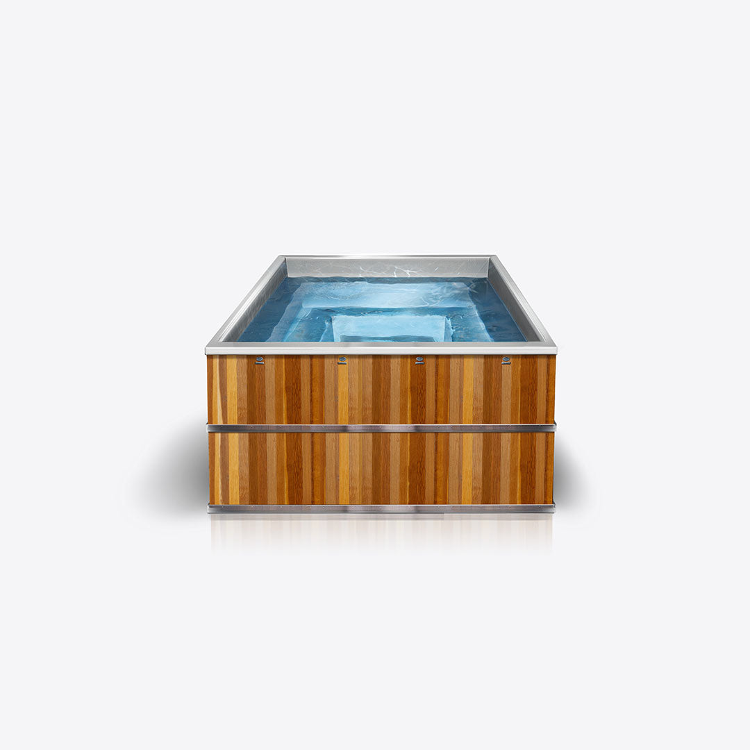 Almost Clad Stainless Steel, Wooden Clad Cold Plunge Almost Square Pool - iCoolsport