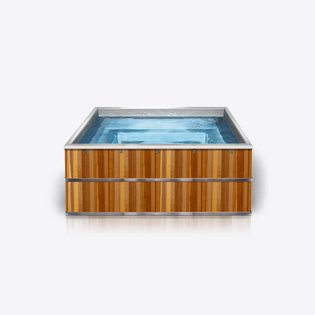 Stainless Steel, Wooden Clad Cold Plunge Rectangle Pool - iCoolsport