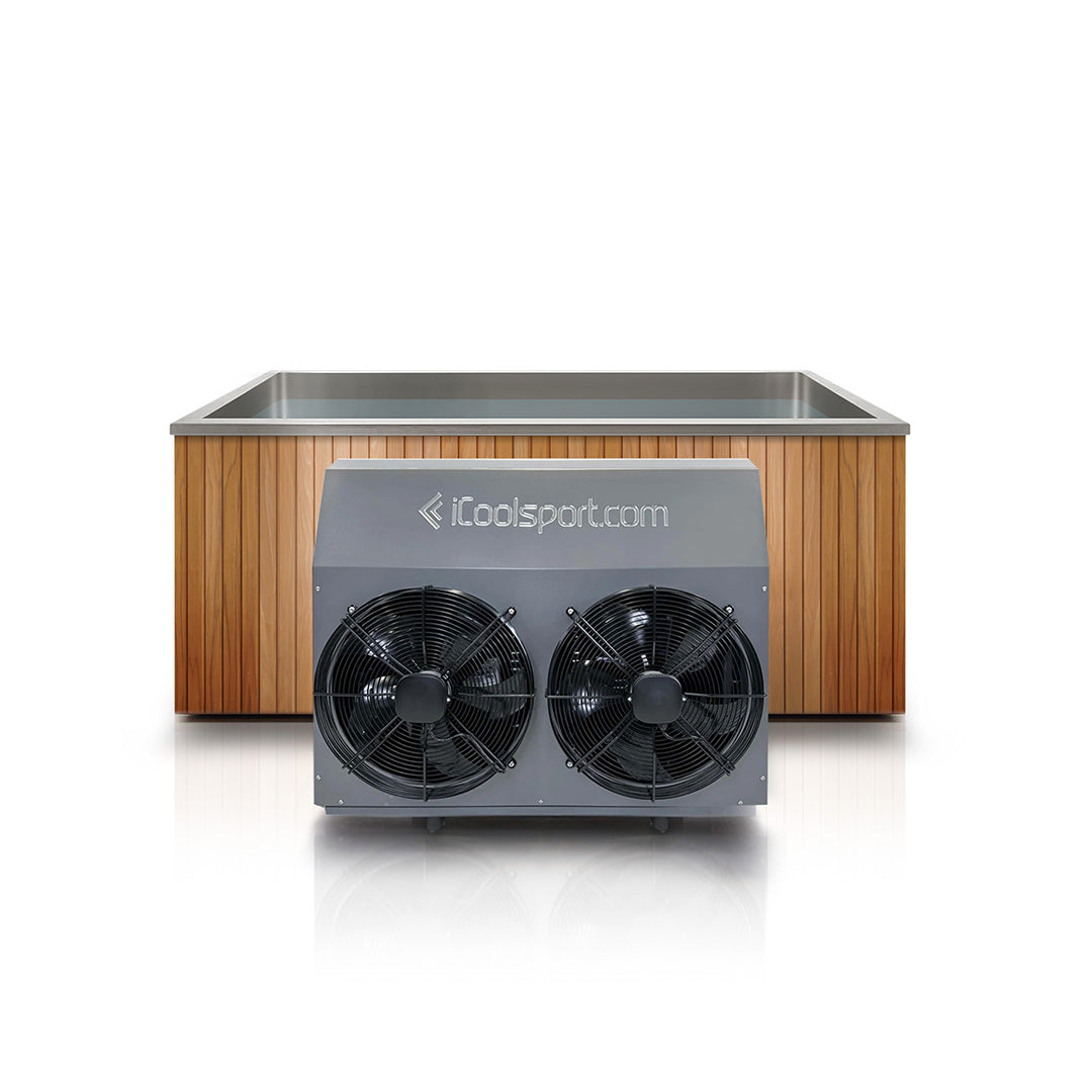 Stainless Steel, Wooden Clad Cold Plunge Rectangle Pool inc Turbo Typhoon Chiller