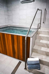 Stainless Steel, Wooden Clad Cold Plunge Almost Square Pool inc Turbo Typhoon Chiller