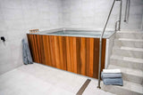 Stainless Steel, Wooden Clad Cold Plunge Almost Square Pool inc Turbo Typhoon Chiller